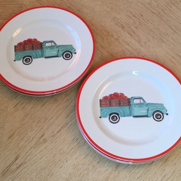 Harvest Melamine Salad/Desert Plates - Belk Collectible Pumpkin Truck Plates (8) - Picture 2 of 6